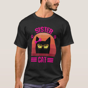 Camiseta Gato Irmãzinha Pequenina Fofo e Retro com Óculos d