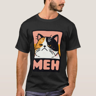 Camiseta Gato Irritado Engraçado Meh Sarcástico Virando os
