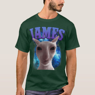 Camiseta Gato Jameshe Meme Engraçado Gatos Bobos Meme Brain
