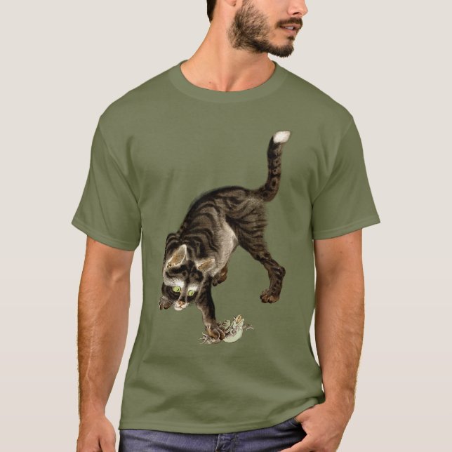 Camiseta Gato Japonês Captando um Sapo (Frente)