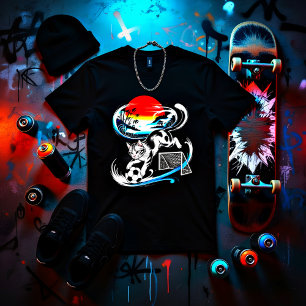 Camiseta Gato Japonês Dinâmico de Futebol para presentes de