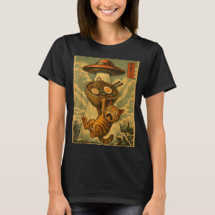Camiseta Gato Japonês Engraçado Ramen Ufo Anime Homens Mulh
