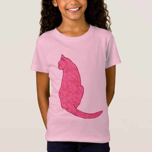 Camiseta Gato Japonês, Fúchsia Pink Batik (Frente)