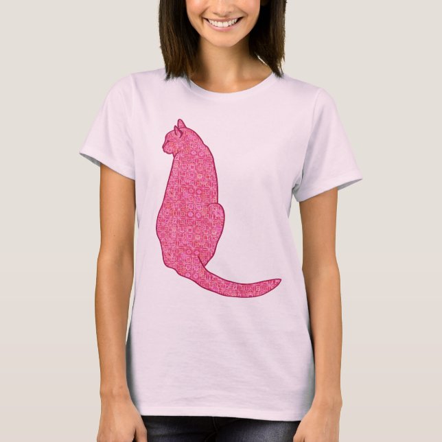 Camiseta Gato Japonês - Fúchsia Pink Batik (Frente)