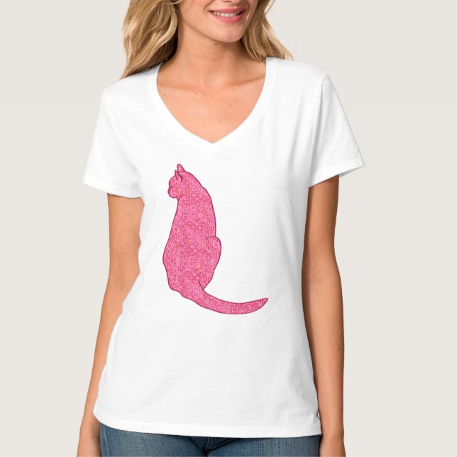 Camiseta Gato Japonês - Fúchsia Pink Batik (Frente)