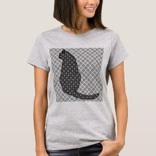 Camiseta Gato japonês - impressão preto e branco do quimo