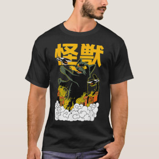 Camiseta Gato japonês Kaiju Monster Manga 