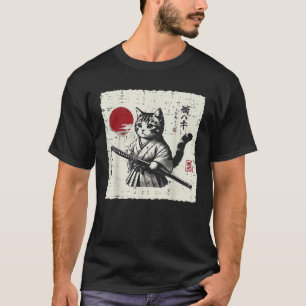 Camiseta Gato Japonês Quimono Katana Fofo Arte Ukiyo Menina