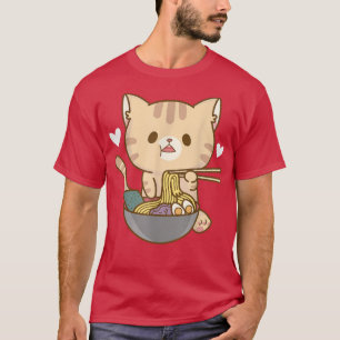 Camiseta Gato Japonês Ramen Bowl Cote Kitten Noodles Graphi