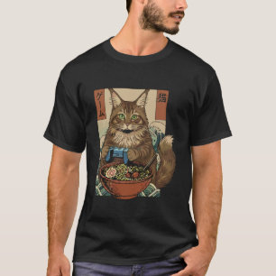 Camiseta Gato Japonês Retro Ramen Engraçado Cute Kawaii Gam