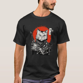 Camiseta Gato Japonês Samurai Bushido Guerreiro Espada Kata