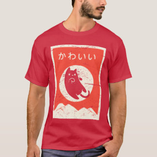 Camiseta Gato Japonês Vintage Kawaii Anime menino