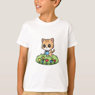 Camiseta Gato Jardineiro de Olhos Brilhantes para Crianças