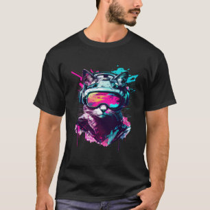 Camiseta Gato jogador de VR no headset de realidade virtual