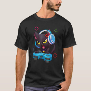 Camiseta Gato Jogador Kit De Jogos Gatinho Menino Video Gam
