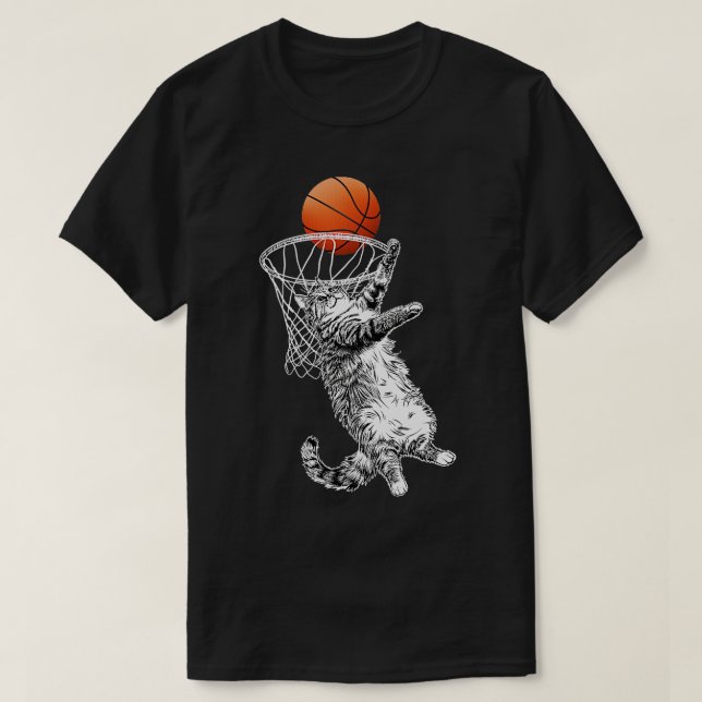 Camiseta Gato jogando basquete (Frente do Design)