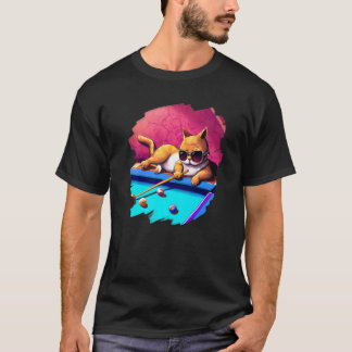 Camiseta Gato Jogando Bilhar no Lounge Cool Cats
