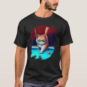 Camiseta Gato Jogando Bilhar no Lounge Cool Cats 1
