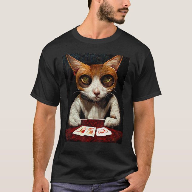 Camiseta Gato Jogando Cartas Pôquer 2 (Frente)