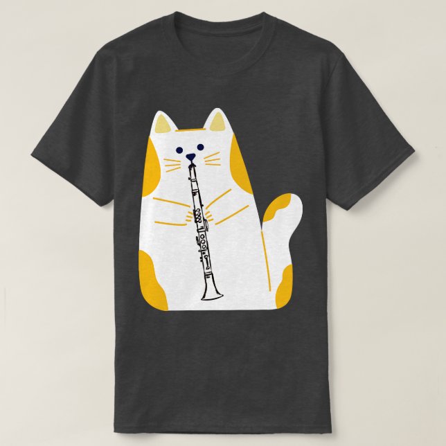 Camiseta Gato Jogando Clarinet (Frente do Design)