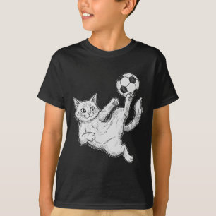 Camiseta Gato Jogando Futebol, Crianças E Meninos Bola De F