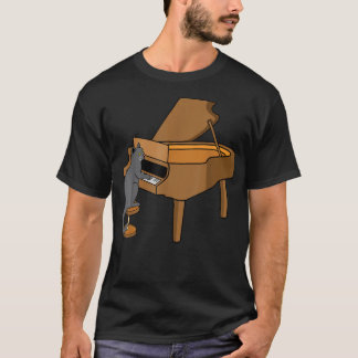 Camiseta Gato Jogando Piano Jogador de Música Professor Mús