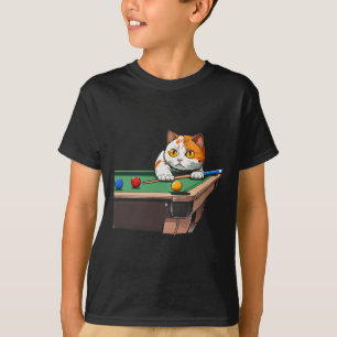 Camiseta Gato Jogando Piscina Bilhar No Salão Legal Engraça