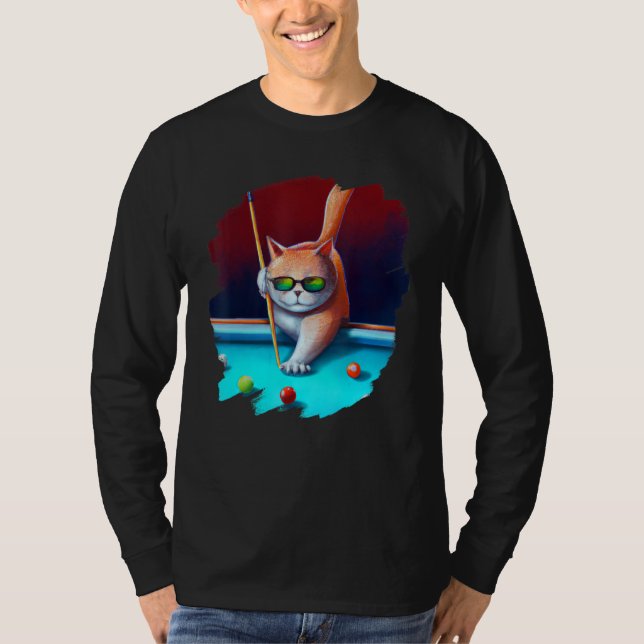 Camiseta Gato Jogando Piscina Bilhares em Lounge Legal Engr (Frente)