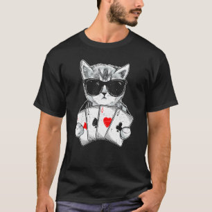 Camiseta Gato Jogando Pôquer Cassino de Jogos de Azar Deale