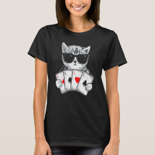 Camiseta Gato Jogando Pôquer Cassino Dealer Jogador de Pôqu