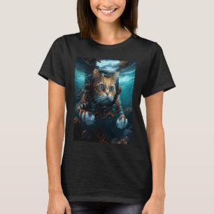Camiseta Gato Jogando Subaquático
