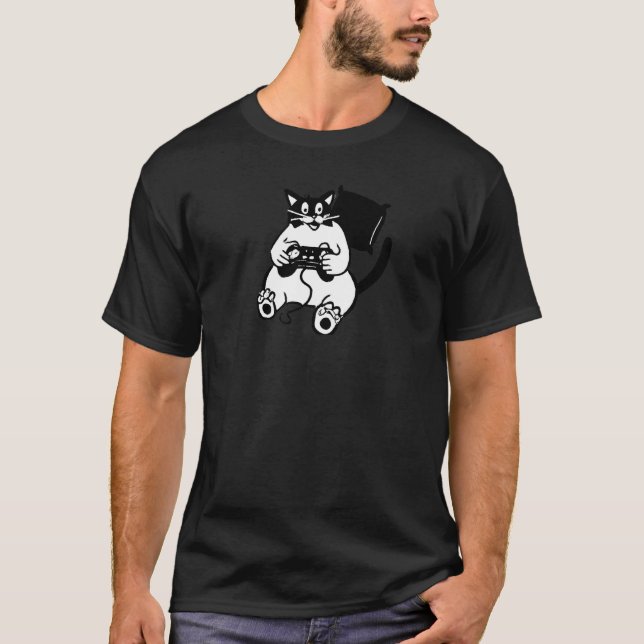 Camiseta Gato Jogando Videogames (Frente)