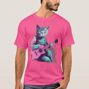 Camiseta Gato Jogando Violão Acústico