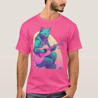 Camiseta Gato Jogando Violão Acústico