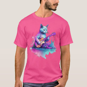 Camiseta Gato Jogando Violão Acústico