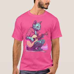 Camiseta Gato Jogando Violão Acústico