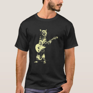 Camiseta Gato Jogando Violão Gráfico Para Homens
