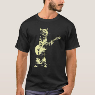 Camiseta Gato Jogando Violão Gráfico Para Homens