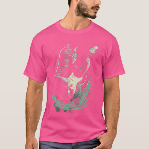 Camiseta Gato Jogando Violão Rock Star Rock E Rolando Para