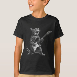 Camiseta Gato Jogando Violão Rock Star Rock E Rolando Para
