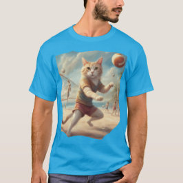 Camiseta Gato jogando volei na praia engraçado