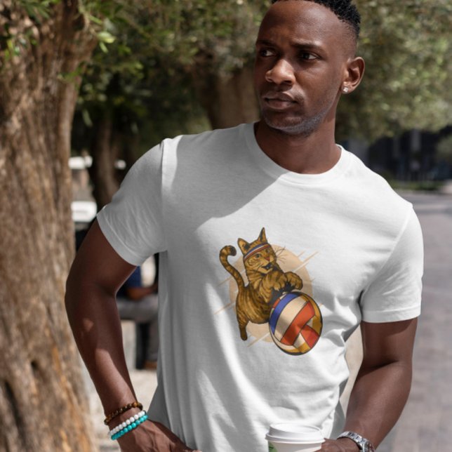 Camiseta Gato Jogando Voleibol (Criador carregado)