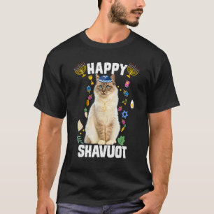 Camiseta Gato Judaico Kippah Feliz Shavuot Matzah Shavuot H