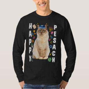 Camiseta Gato Judeu Kippah Feliz Pesach Matzah Passover Hol