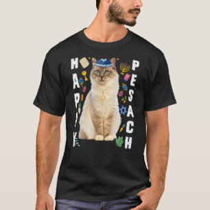 Camiseta Gato Judeu Kippah Feliz Pesach Matzah Passover Hol