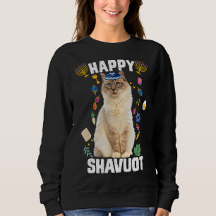 Camiseta Gato Judeu Kippah Happy Shavuot Matzah Shavuot Hol