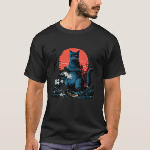 Camiseta Gato Kaiju Vintage Onda Japonesa Monstro Gigante E