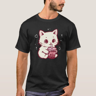Camiseta Gato Kawaii Boba Japonês Cute Estética Garota Anim