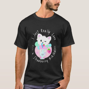 Camiseta Gato Kawaii Bonito Com Milho De Morango Engraçado