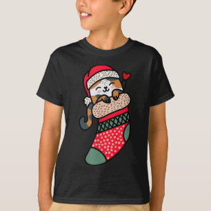 Camiseta Gato Kawaii Calico Bonito Na Meia De Natal